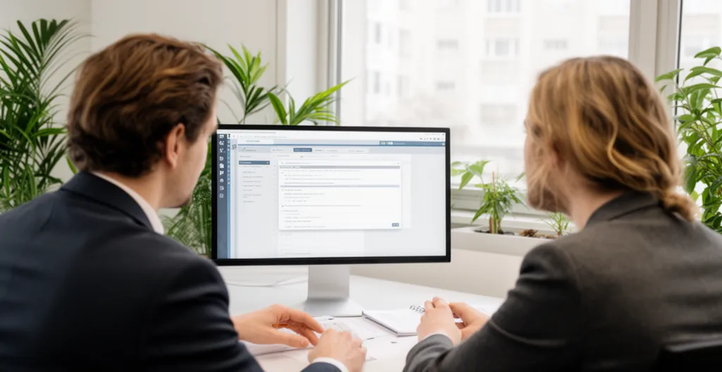 Conseiller en assurance discutant avec client dans espace bureau lumineux