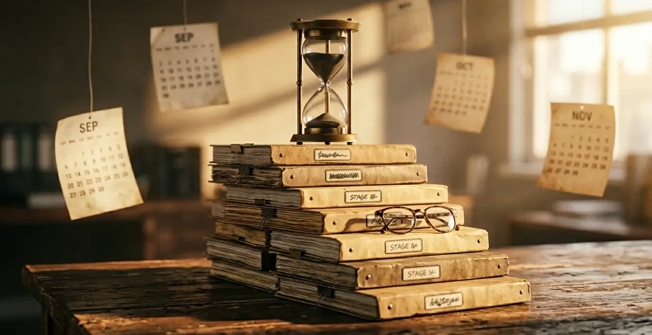 Documents d'assurance avec une horloge symbolisant les délais d'attente