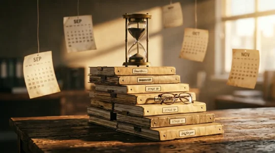 Documents d'assurance avec une horloge symbolisant les délais d'attente