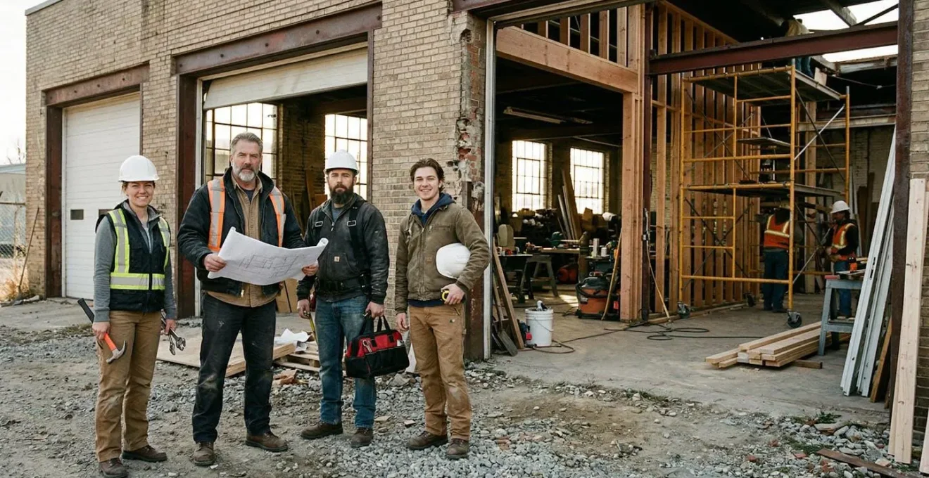 Une entreprise avec ses salariés reprenant leur activité après un sinistre