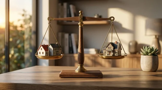 Couple évaluant l'équilibre de leur protection financière pour leur prêt immobilier