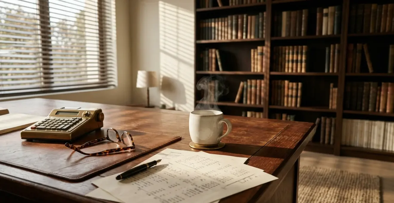 Bureau d'expert-comptable avec documents de calcul de retraite et calculatrice