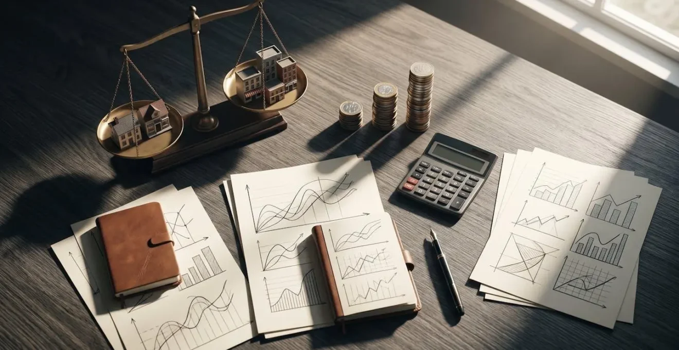 Analyse de risques et calculs de garanties sur bureau de travail professionnel