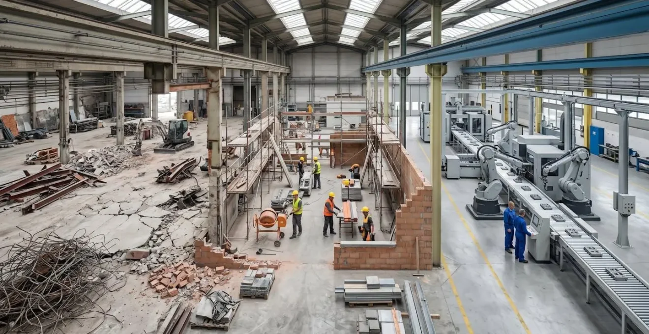 Frise chronologique visuelle montrant les étapes de reconstruction d'une entreprise après un sinistre