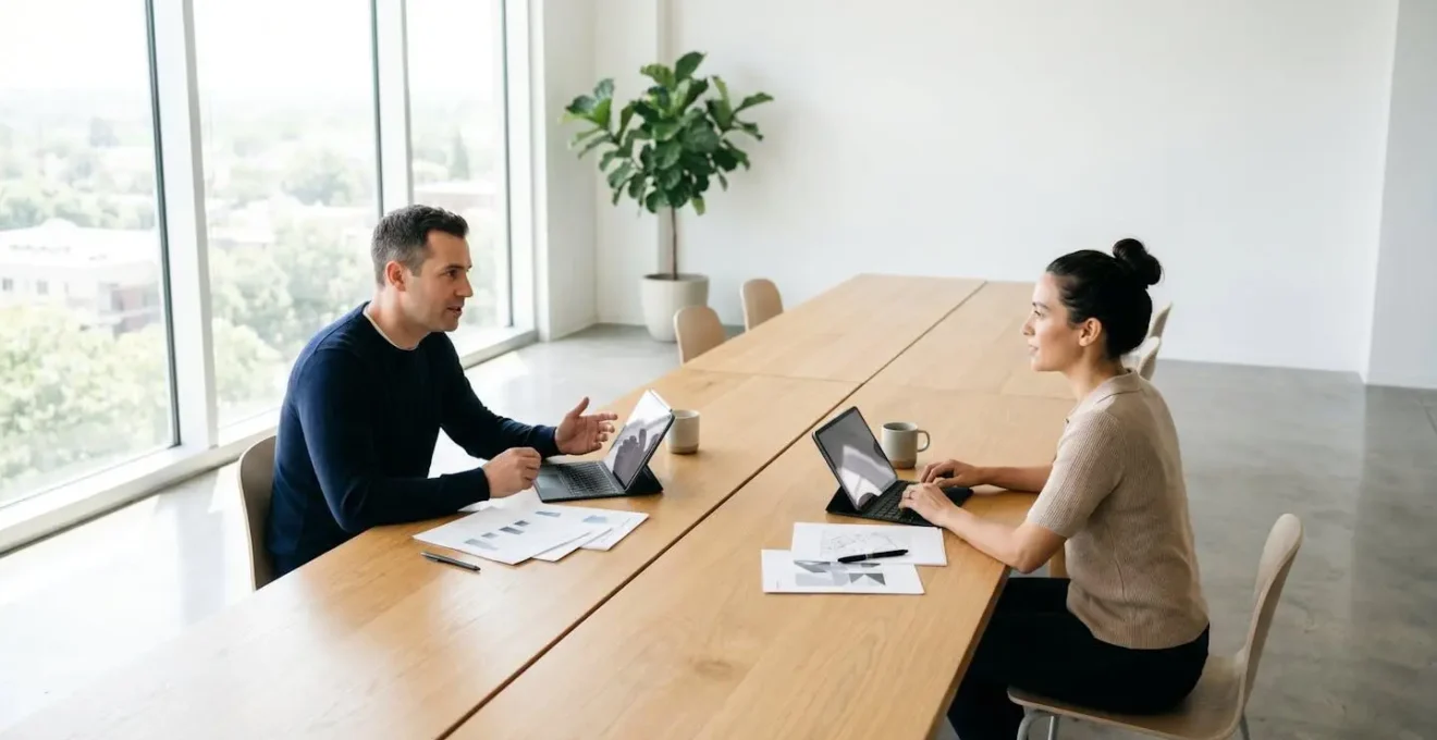 Couple de professionnels indépendants travaillant ensemble sur leur stratégie de retraite