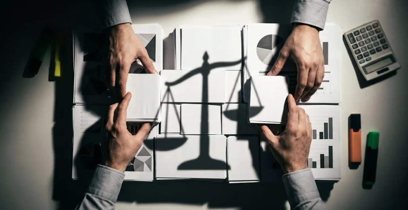 Personne préparant sa négociation avec documents de jurisprudence